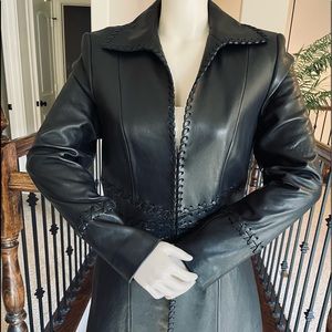 NWOT  Classiques Entier Black Supple Leather Jacket Coat Size 6